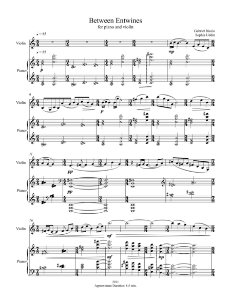 Free Sheet Music Between Entwines