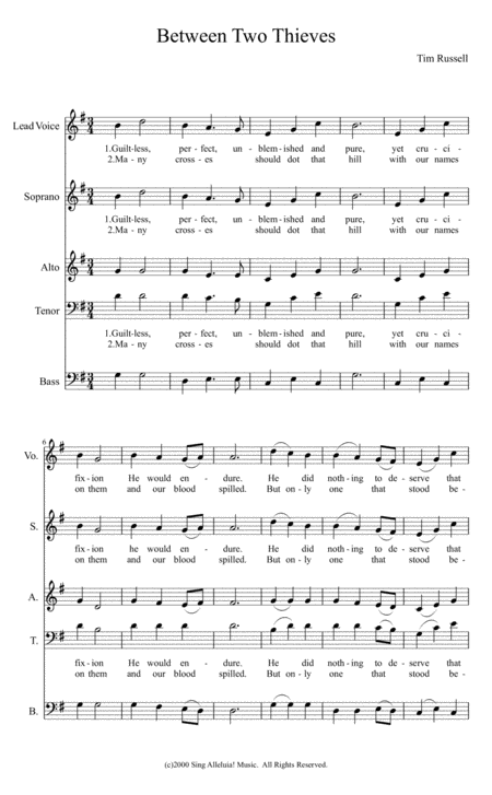 Free Sheet Music Between Two Thieves