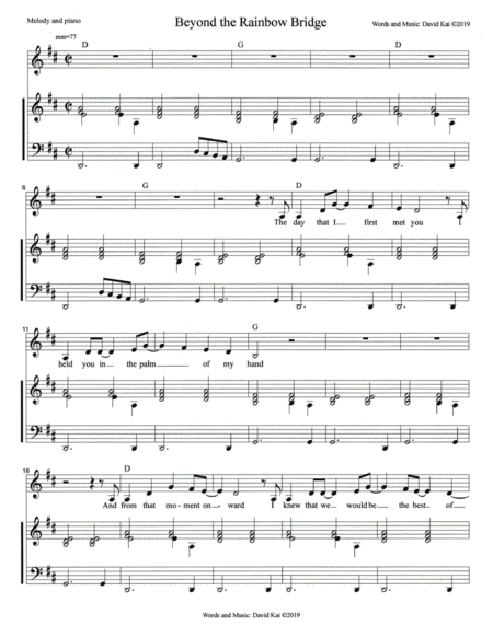 Beyond The Rainbow Bridge Piano Accompaniment Sheet Music