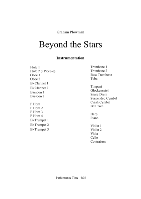 Beyond The Stars Full Score And Parts Sheet Music