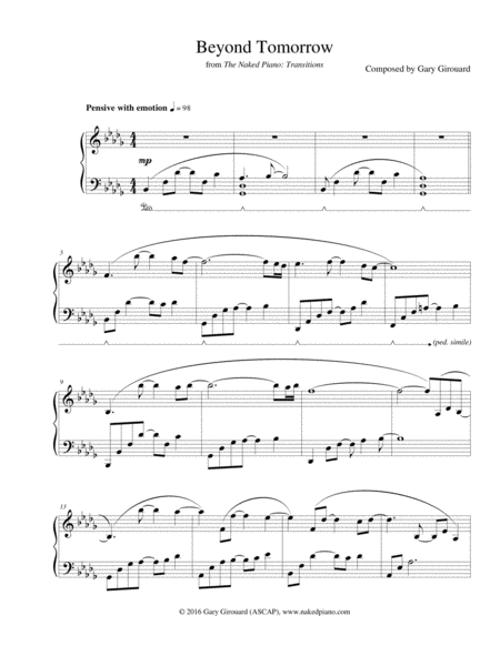 Beyond Tomorrow Sheet Music