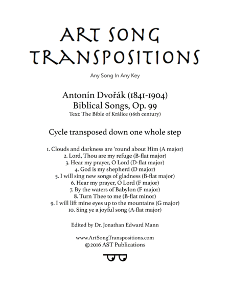 Biblical Songs Op 99 Transposed Down One Whole Step Sheet Music