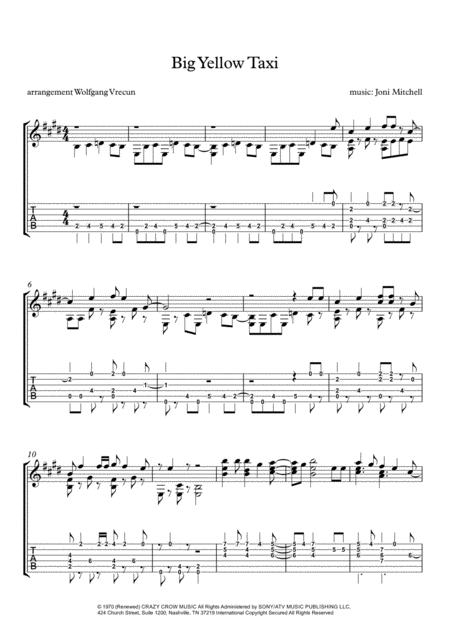 Big Yellow Taxi Sheet Music