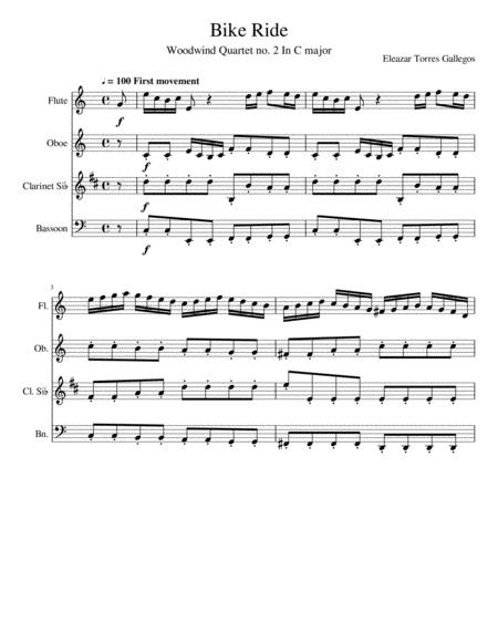 Bike Ride Woodwind Quartet No 2 In C Major Sheet Music