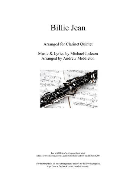 Billie Jean Arranged For Clarinet Quintet Sheet Music