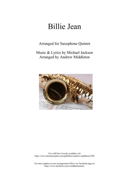 Billie Jean Arranged For Saxophone Quintet Sheet Music