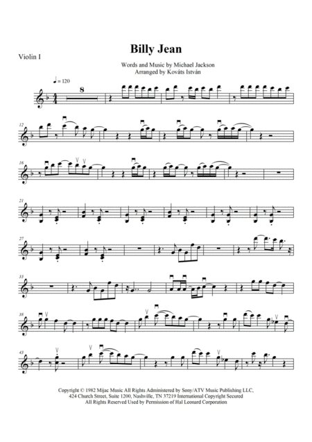 Free Sheet Music Billie Jean For String Quartet