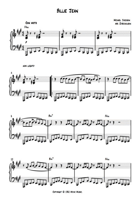 Billie Jean Piano Solo Sheet Music