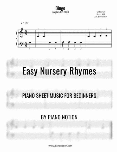 Free Sheet Music Bingo Easy Piano Solo