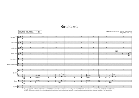 Birdland 6 Horns Rhythm Section Sheet Music