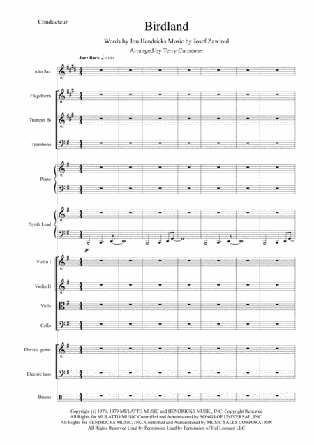 Birdland For Jazz Combo And String Quartet Sheet Music