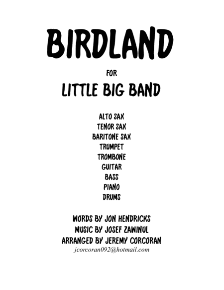 Birdland For Little Big Band Sheet Music