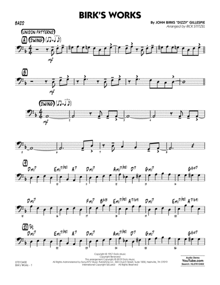 Birks Works Arr Rick Stitzel Bass Sheet Music