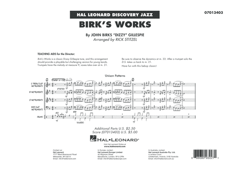 Birks Works Arr Rick Stitzel Conductor Score Full Score Sheet Music