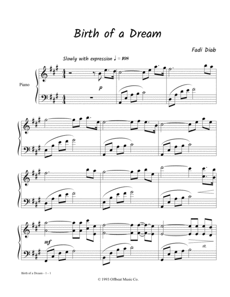 Birth Of A Dream Sheet Music