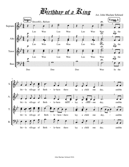 Birthday Of A King Sheet Music