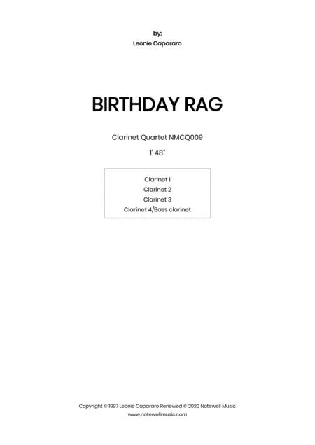 Free Sheet Music Birthday Rag Clarinet Quartet