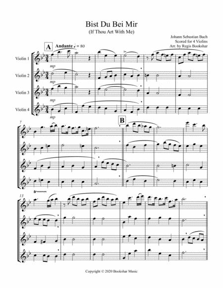 Free Sheet Music Bist Du Bei Mir 4 Violins