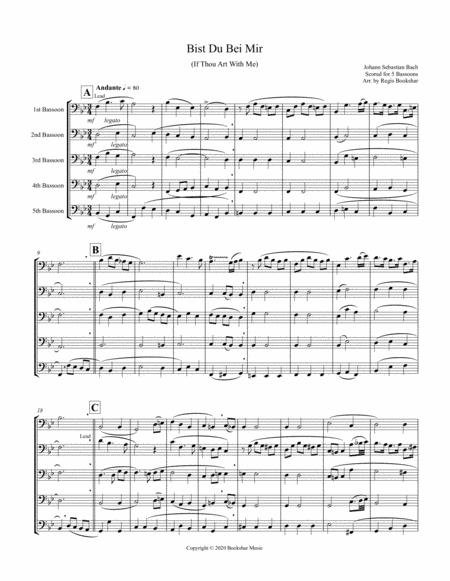 Bist Du Bei Mir 5 Bassoons Sheet Music