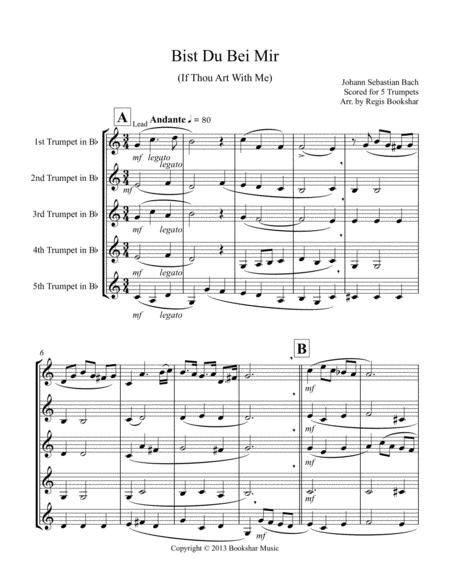 Bist Du Bei Mir 5 Trumpets Sheet Music