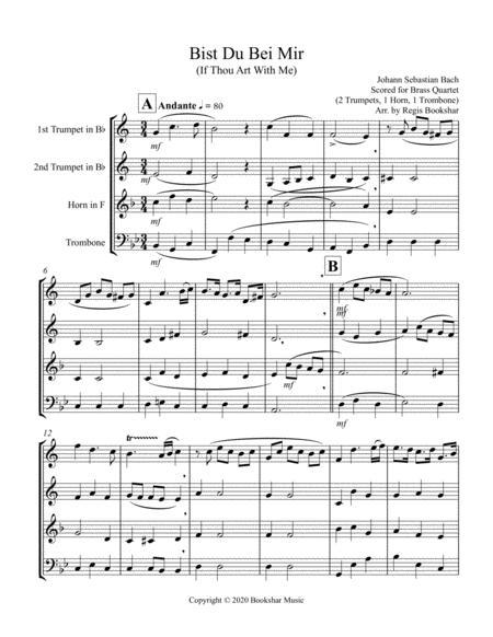 Free Sheet Music Bist Du Bei Mir Brass Quartet 2 Trumpets 1 Horn 1 Trombone