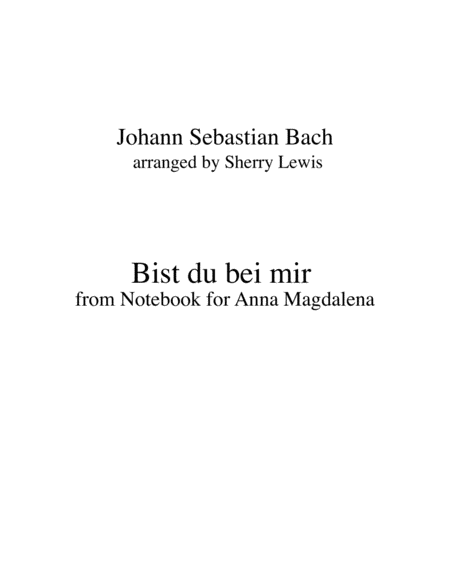 Bist Du Bei Mir Solo Violin For Violin Solo Sheet Music