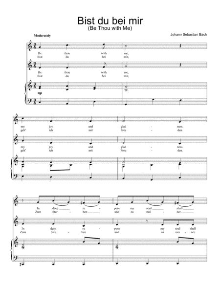 Bist Du Bei Mir You Are With Me Be Thou With Me Sheet Music