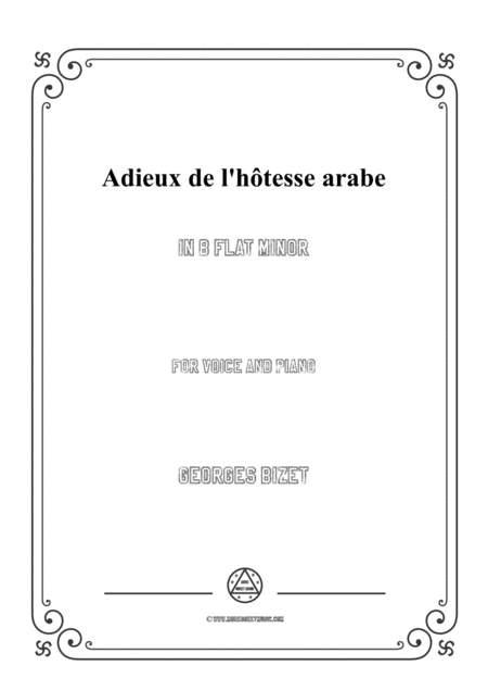 Free Sheet Music Bizet Adieux De L Htesse Arabe In B Flat Minor For Voice And Piano