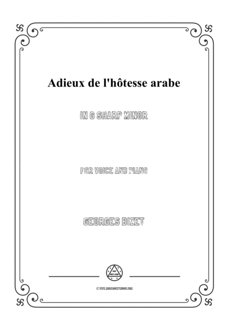 Bizet Adieux De L Htesse Arabe In G Sharp Minor For Voice And Piano Sheet Music