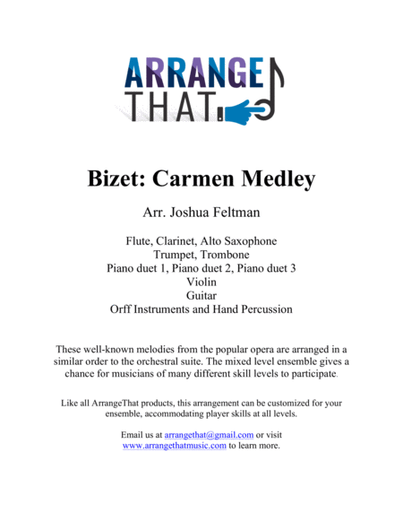 Bizet Carmen Medley Elementary Sheet Music