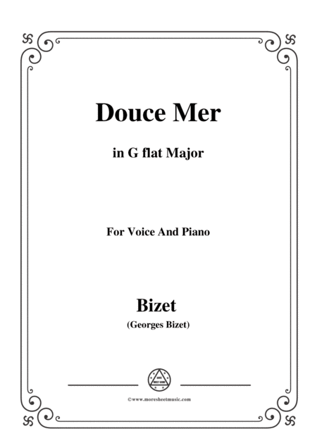 Bizet Douce Mer In G Flat Major For Voice And Piano Sheet Music