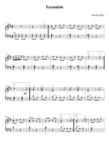 Bizet Farandole Easy Piano Arrangement Sheet Music