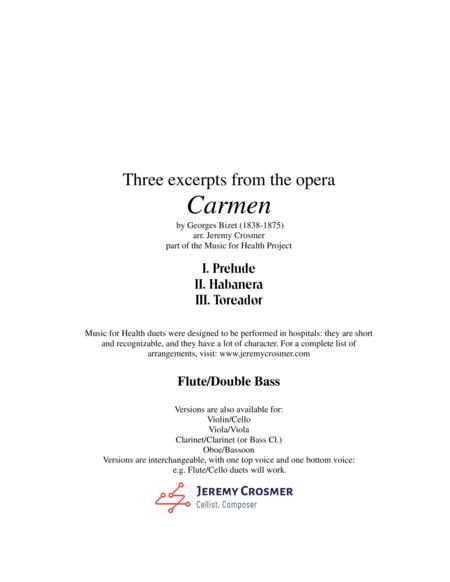 Bizet Prelude Habanera And Toreador From Carmen Music For Health Duet Flute Double Bass Sheet Music