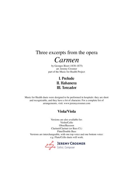 Bizet Prelude Habanera And Toreador From Carmen Music For Health Duet Viola Viola Sheet Music