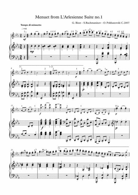 Free Sheet Music Bizet Rachmaninov Menuet From L Arlesienne Suite No 1