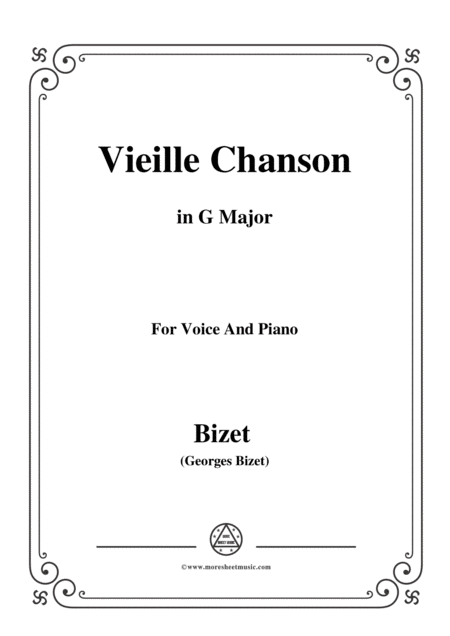 Free Sheet Music Bizet Vieille Chanson In G Major For Voice And Piano