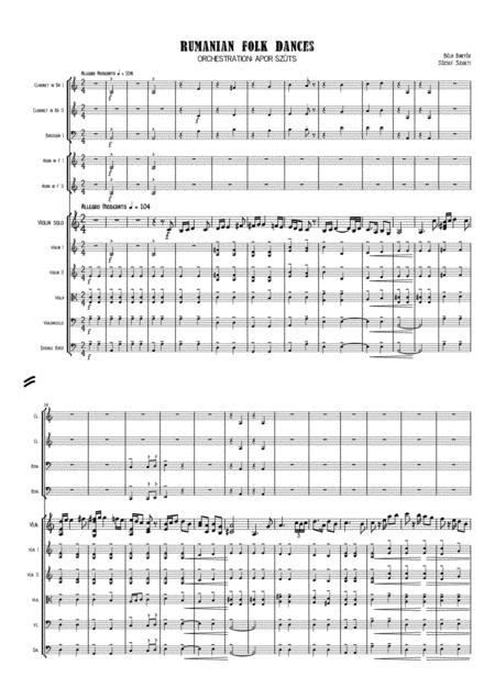 Bla Bartk Romanian Folk Dances Arrangement For Violin Solo And Orchestra Sheet Music