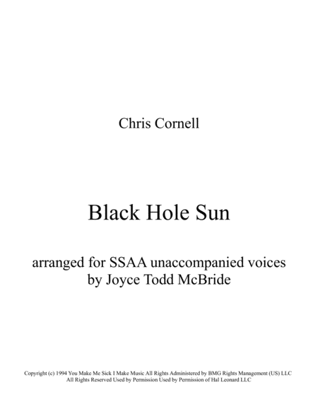 Black Hole Sun Sheet Music