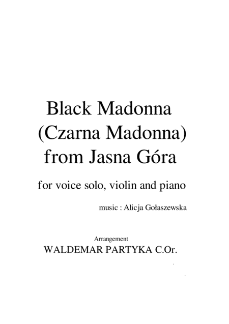 Black Madonna Czarna Madonna From Jasna Gra Sheet Music