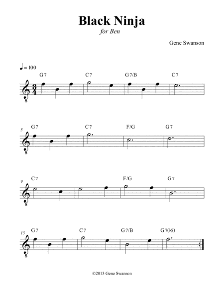 Black Ninja Play Along Sheet Music