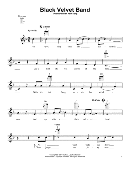 Free Sheet Music Black Velvet Band