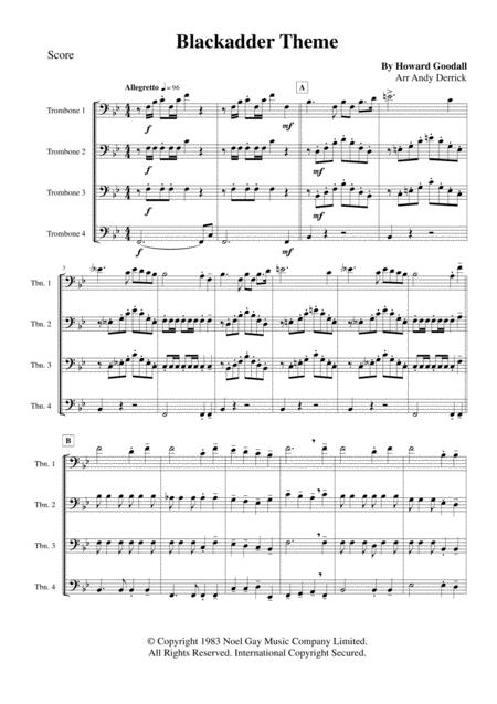 Blackadder Theme For Trombone Quartet Sheet Music