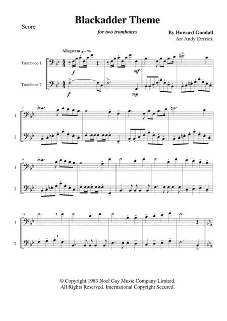 Free Sheet Music Blackadder Theme For Two Trombones Or Euphoniums