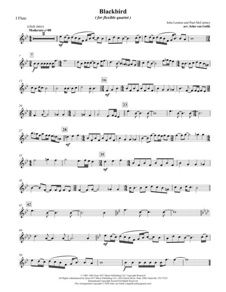Free Sheet Music Blackbird For Woodwind Quartet