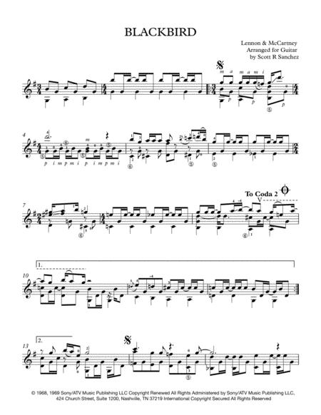 Free Sheet Music Blackbird Notation