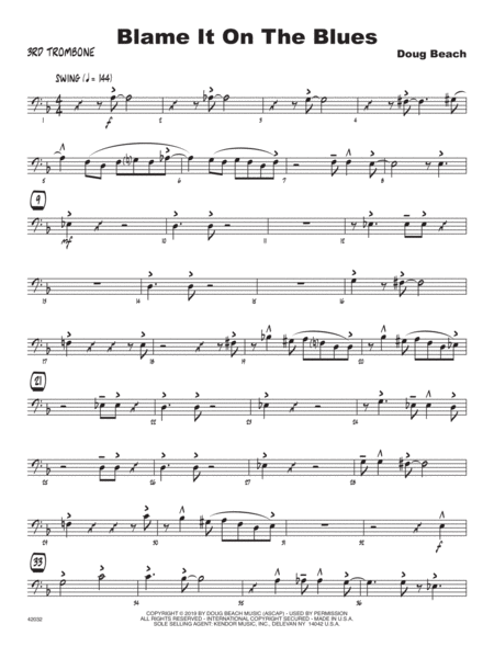 Free Sheet Music Blame It On The Blues 3rd Trombone