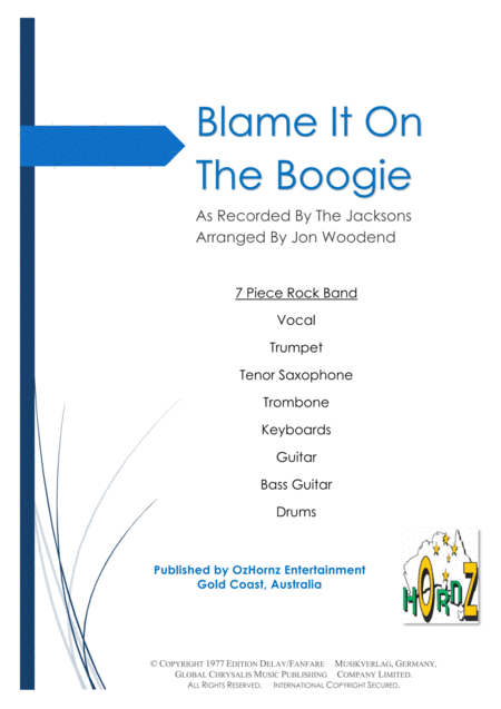 Free Sheet Music Blame It On The Boogie 7 Piece Pop Rock Band