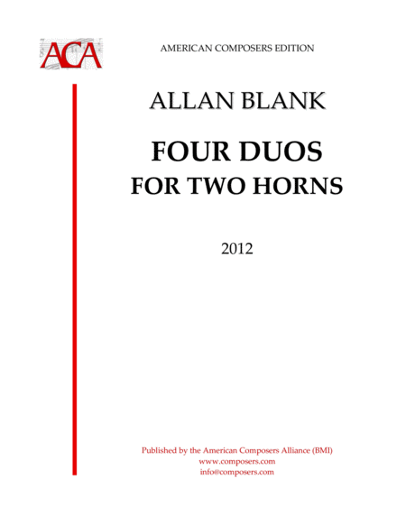 Blank Four Duos For Two Horns Sheet Music