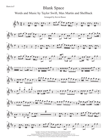 Blank Space Horn In F Sheet Music