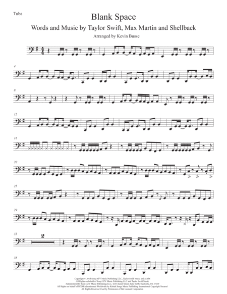 Blank Space Tuba Sheet Music